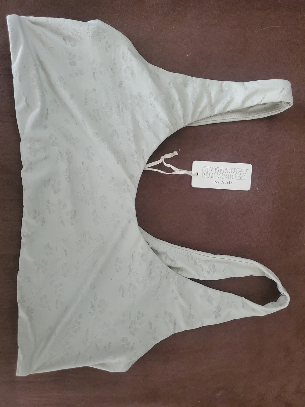 aerie SmoothEZ Pale Gray Floral Wireless Bralette